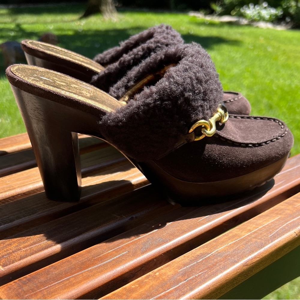 COACH Y2K Idyle Suede Platform Clogs Mules 9 - Picture 8 of 9